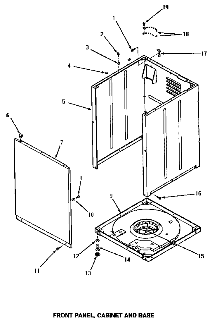 FRONT PANEL, CABINET & BASE Diagram and Parts List for AA6421  Amana Washer