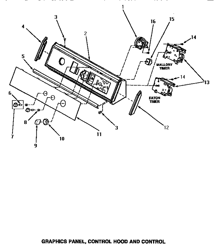 GRAPHICS PANEL, CONTROL HOOD & CONTROL Diagram and Parts List for AA5421  Amana Washer