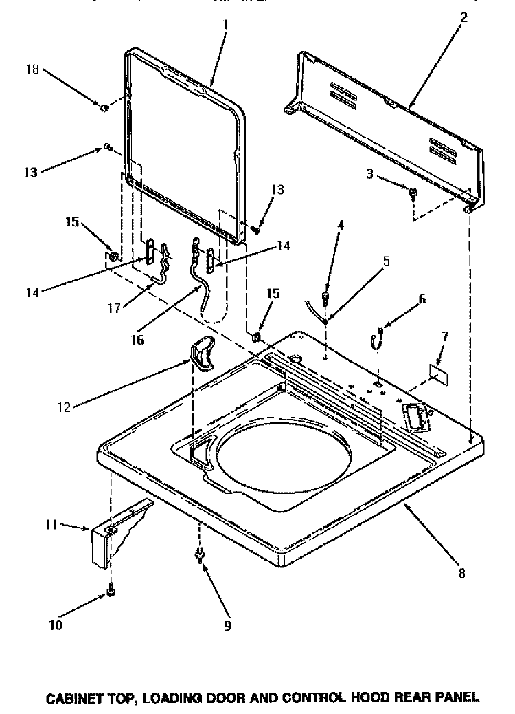 CAB TOP / LOADING DR & CTRL HOOD REAR PAN Diagram and Parts List for AA5421  Amana Washer