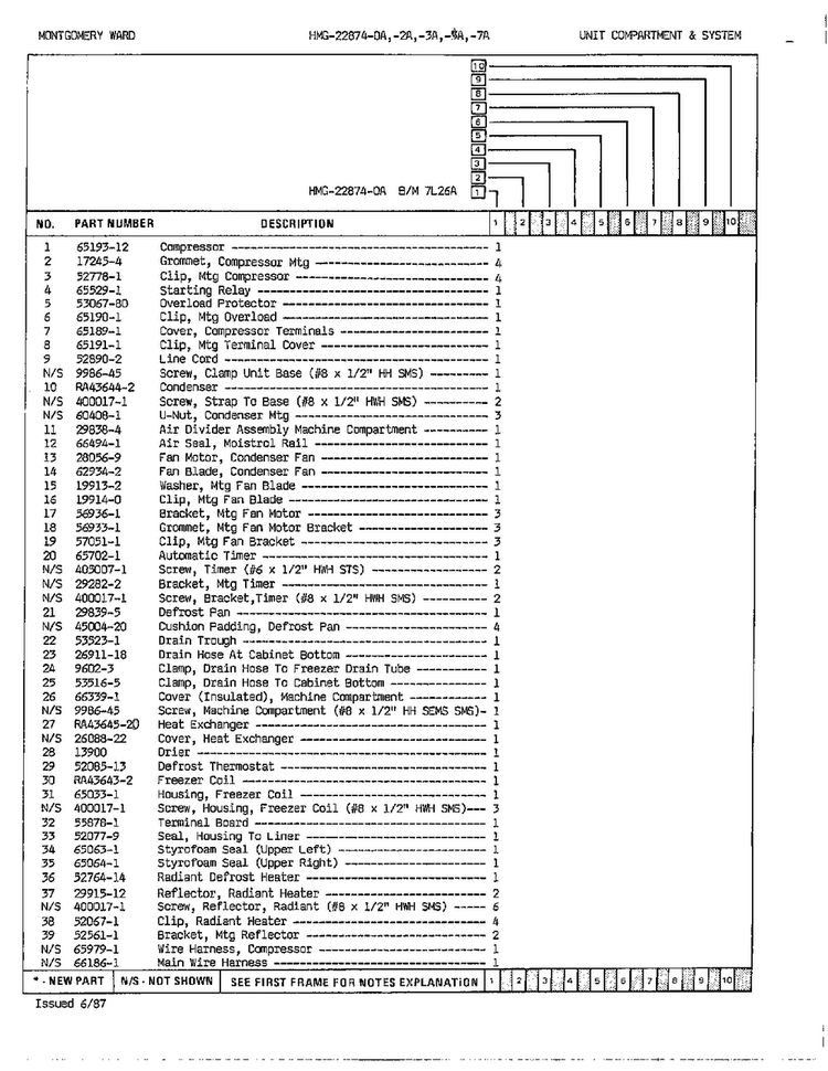 Unit Compartment And System Page 2 Diagram and Parts List for 22874A  Admiral Refrigerator