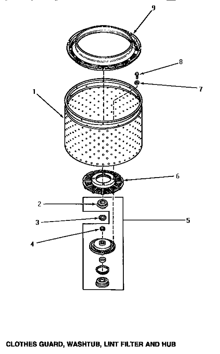 CLOTHES GUARD / WASHTUB / LINT FILTER & HUB Diagram and Parts List for AA5421  Amana Washer