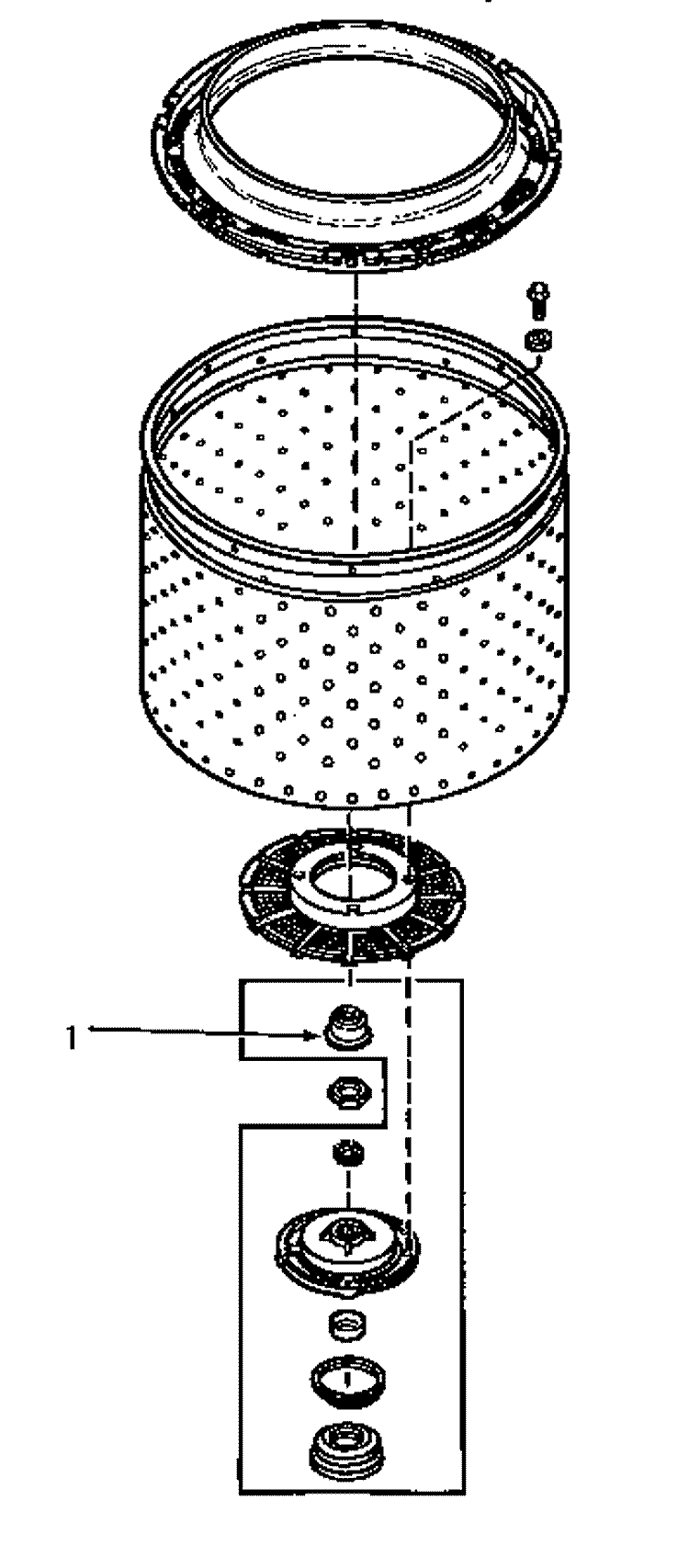 HUB & TRANSMISSION TUBE SEAL Diagram and Parts List for AA3410  Amana Washer