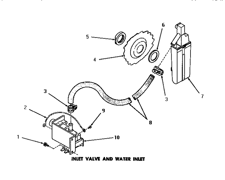 INLET VALVE AND WATER INLET Diagram and Parts List for DC5600  Speed Queen Dishwasher