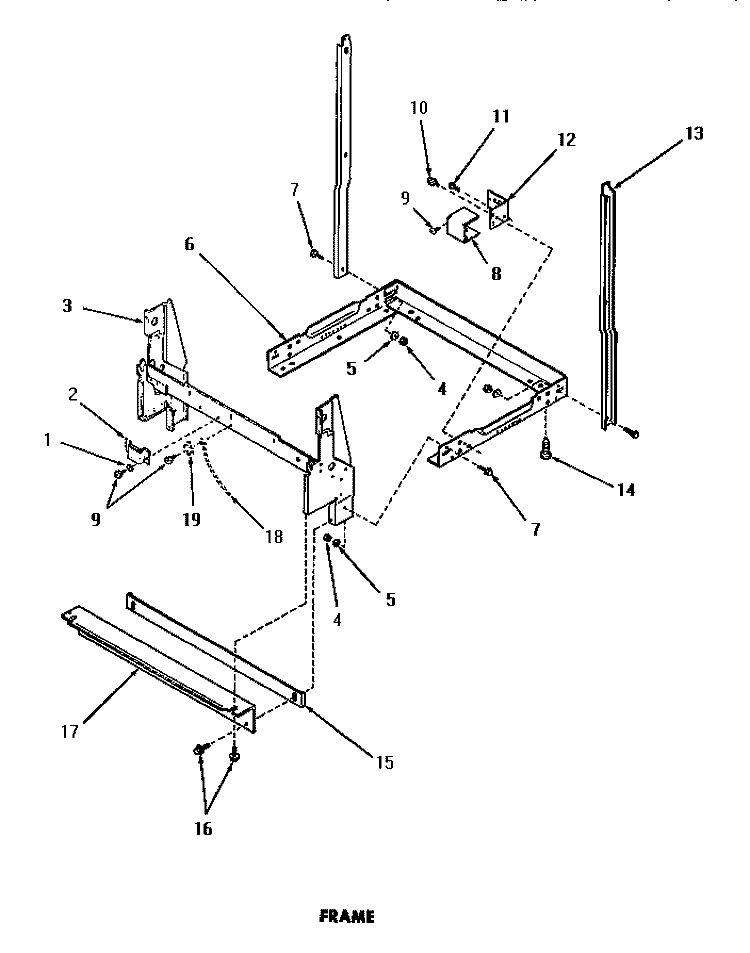 FRAME Diagram and Parts List for DL5700  Speed Queen Dishwasher