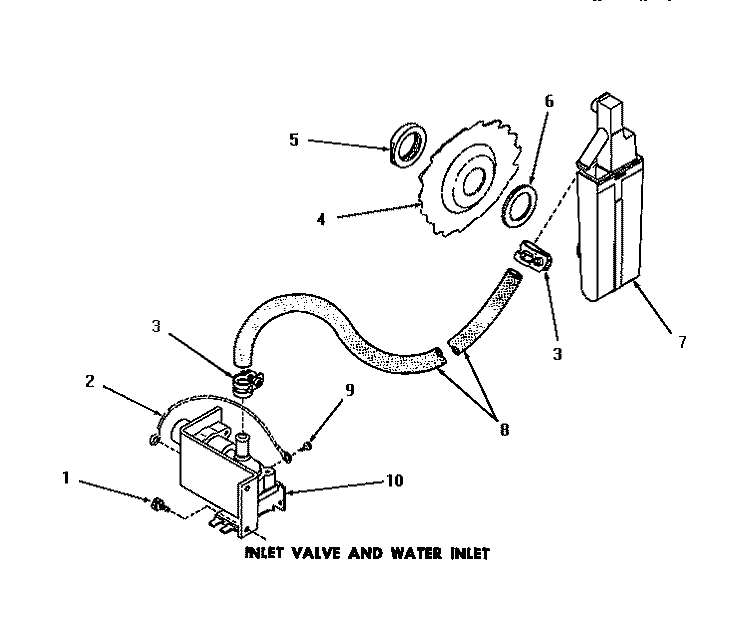 INLET VALVE & WATER INLET Diagram and Parts List for DL5600  Speed Queen Dishwasher
