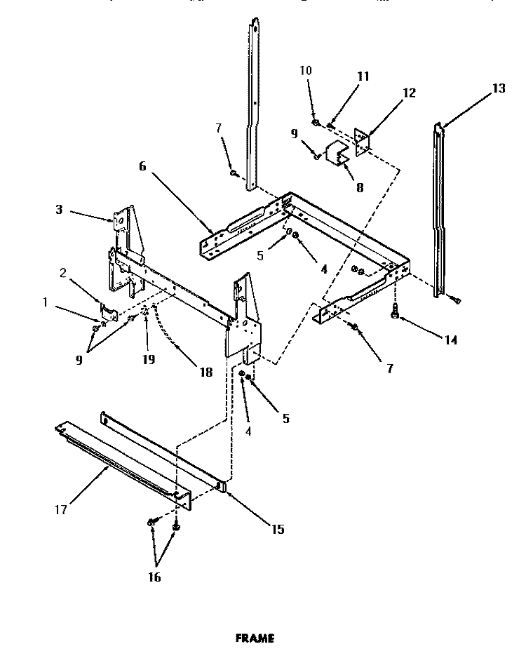 FRAME Diagram and Parts List for DL5600  Speed Queen Dishwasher