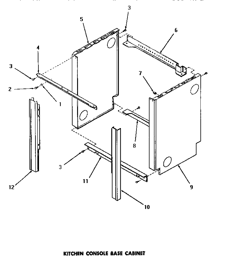 KITCHEN CONSOLE BASE CABINET Diagram and Parts List for DL5600  Speed Queen Dishwasher
