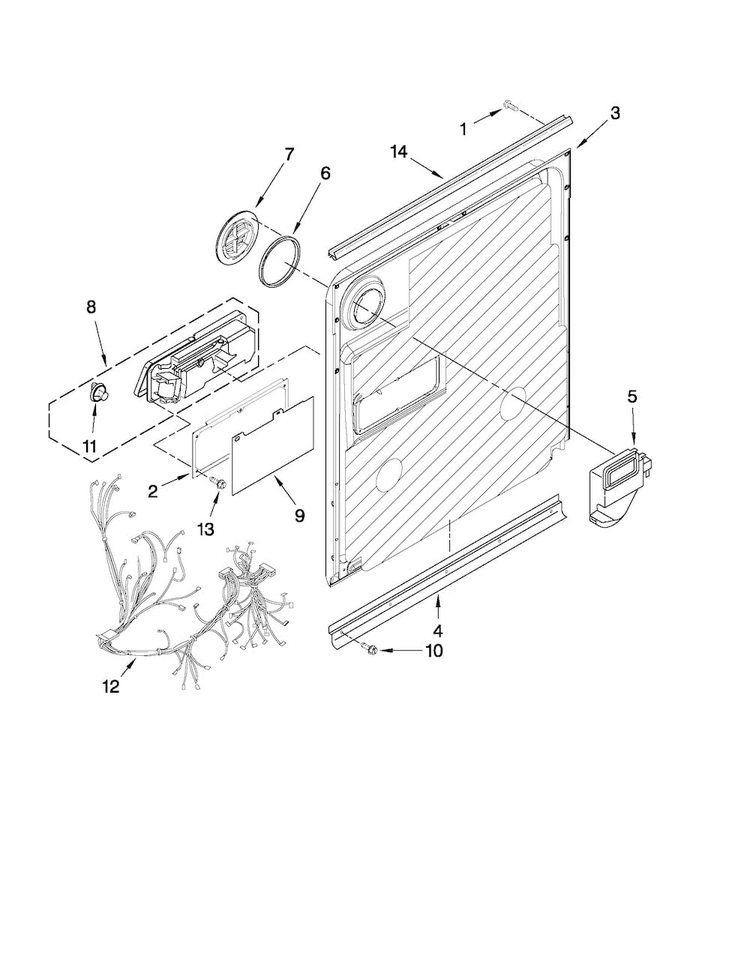 Inner Door Parts Diagram and Parts List for MDB8959AWB6  Maytag Dishwasher
