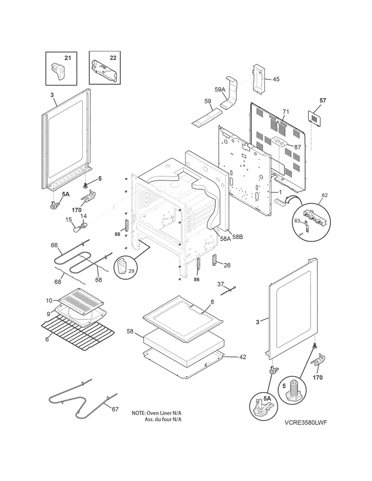 Body Diagram and Parts List for CRE3580QSB  Crosley Range