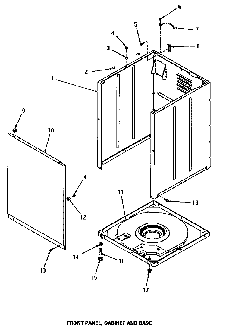 FRONT PANEL, CABINET & BASE Diagram and Parts List for HA3001  Amana Washer