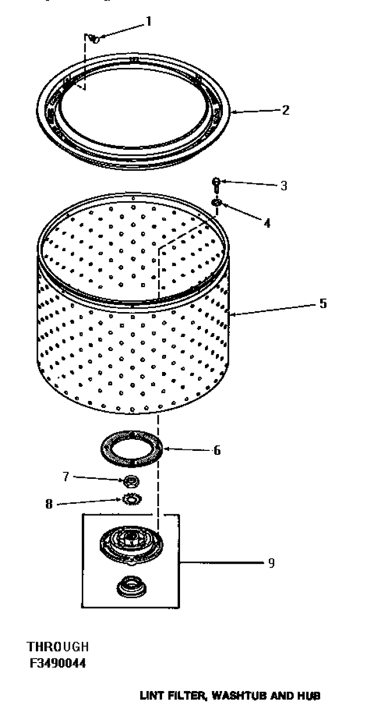 LINT FILTER, WASHTUB & HUB Diagram and Parts List for HA4020  Amana Washer