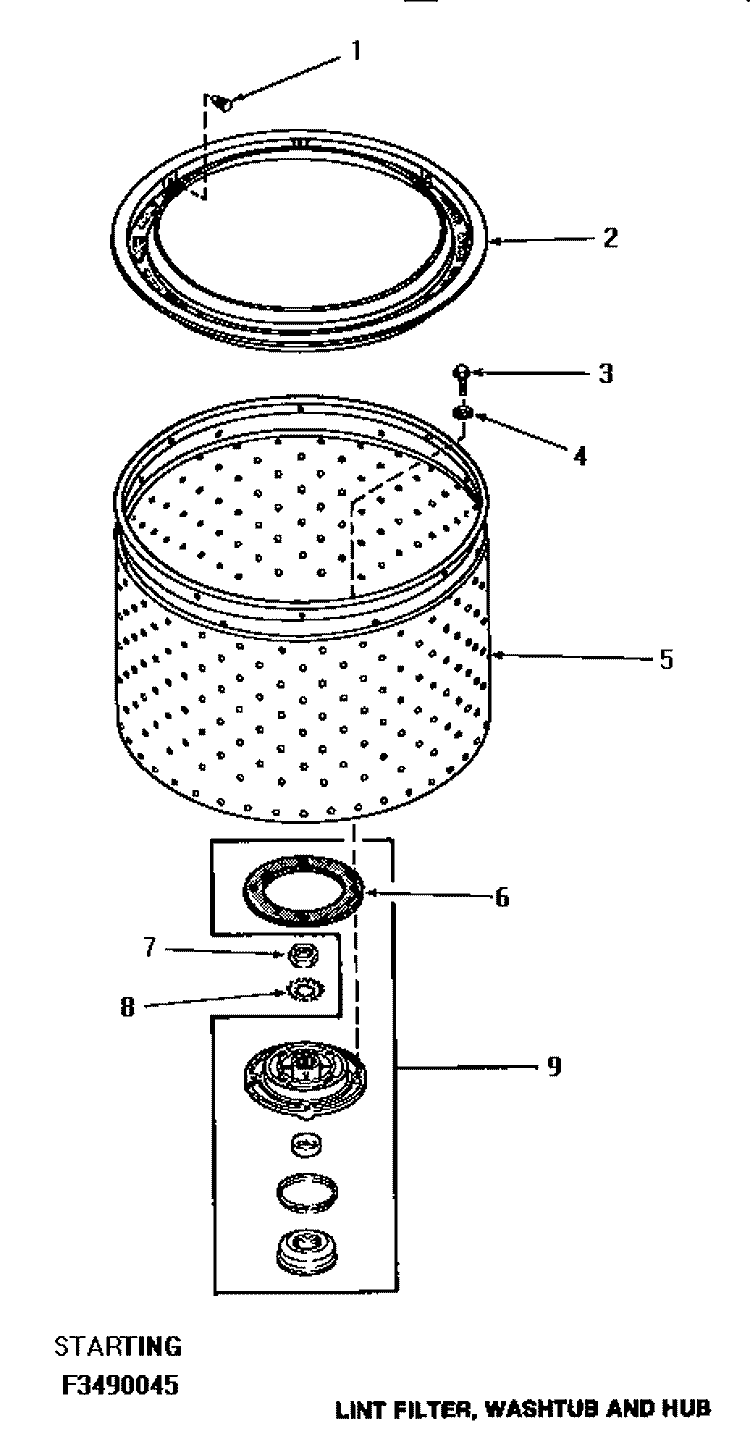 LINT FILTER, WASHTUB & HUB Diagram and Parts List for HA4020  Amana Washer