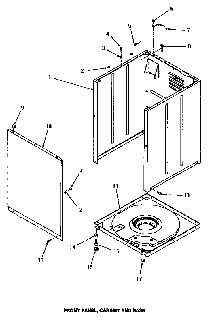 FRONT PANEL, CABINET & BASE Diagram and Parts List for HA4020  Amana Washer
