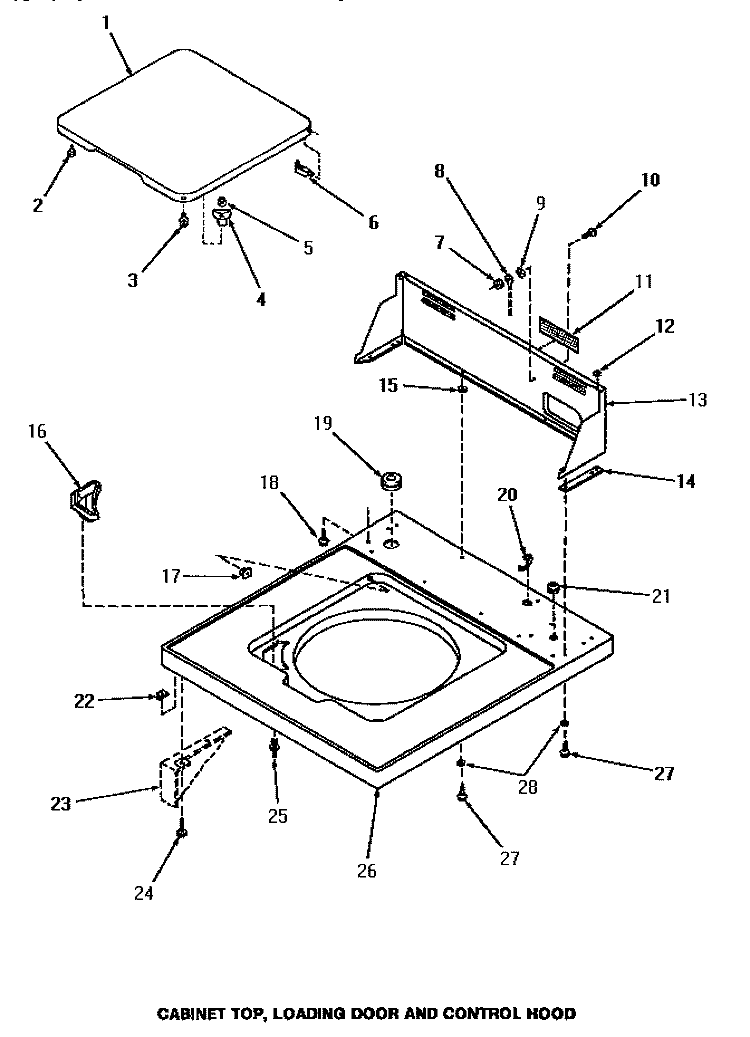 CABINET TOP, LOADING DOOR & CONTROL HOOD Diagram and Parts List for HA2010  Amana Washer