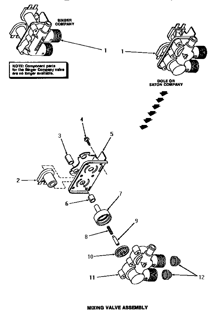 MIXING VALVE ASSY Diagram and Parts List for HA2010  Amana Washer