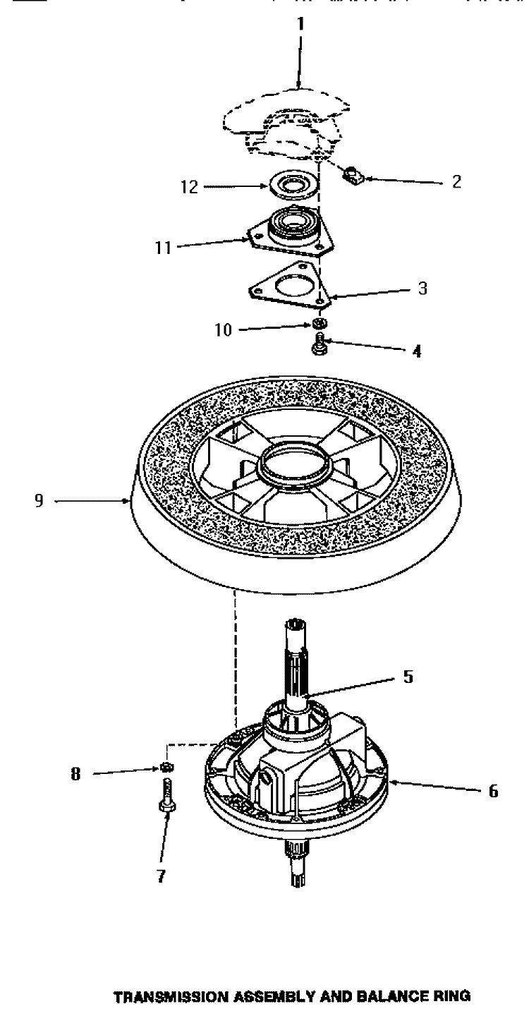 TRANSMISSION ASSY & BALANCE RING Diagram and Parts List for HA2010  Amana Washer