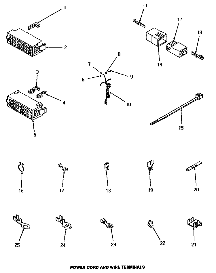 POWER CORD & WIRE TERMINALS Diagram and Parts List for HA2010  Amana Washer