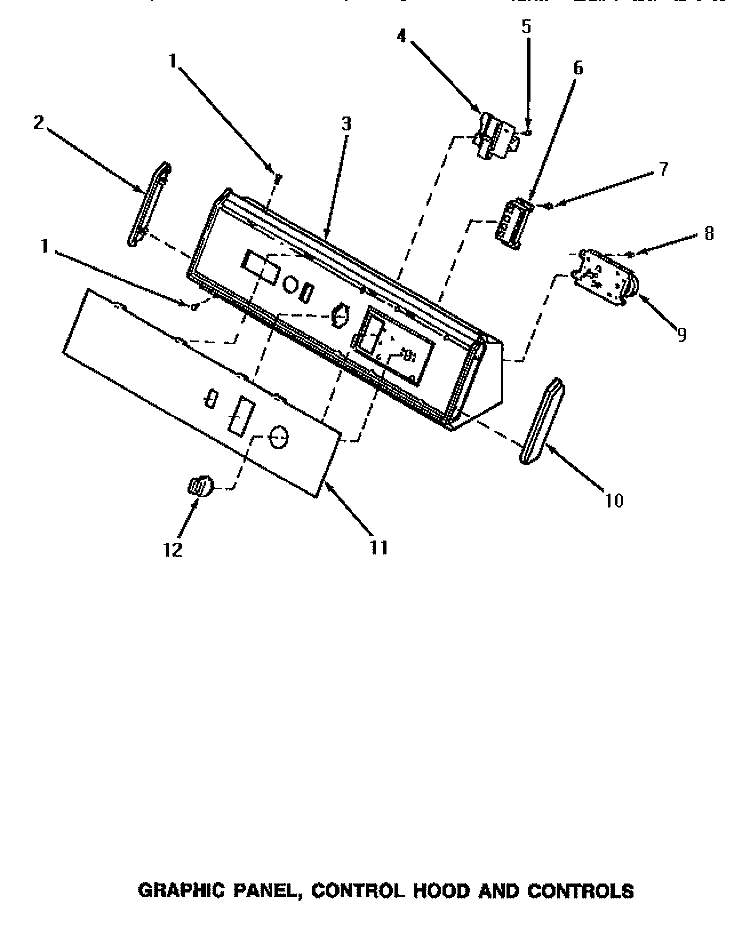 GRAPHIC PANEL, CONTROL HOOD & CONTROLS Diagram and Parts List for NG7319  Speed Queen Dryer