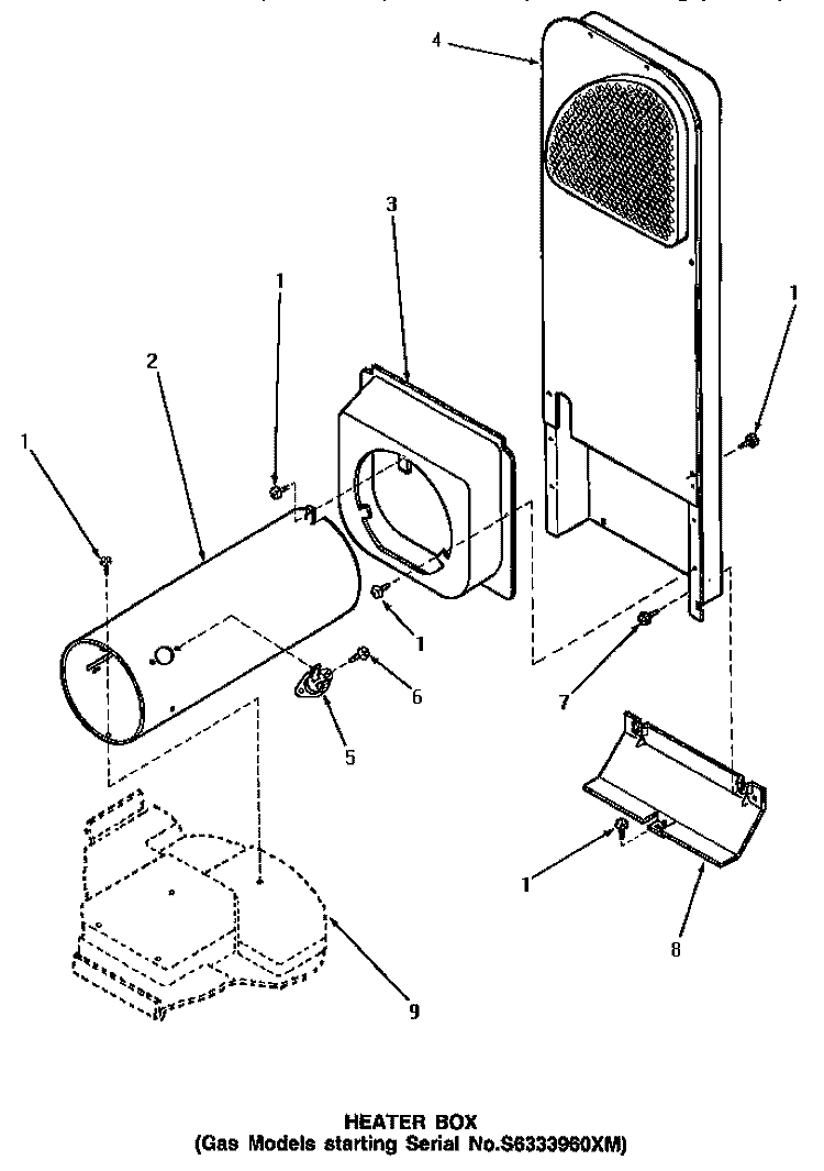 HEATER BOX (STARTING SN S6333960XM) Diagram and Parts List for AG5119  Speed Queen Dryer