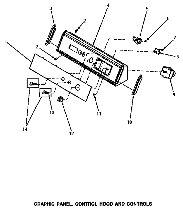 GRAPHIC PANEL, CONTROL HOOD & CONTROLS Diagram and Parts List for AE5113  Speed Queen Dryer