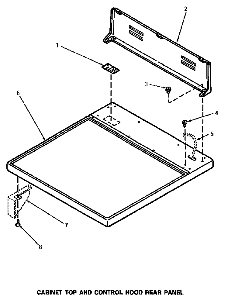 CABINET TOP & CONTROL HOOD REAR PANEL Diagram and Parts List for AE5113  Speed Queen Dryer