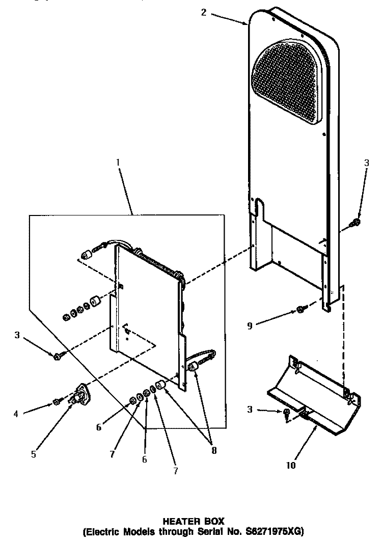 HEATER BOX (THRU SN S6271975XG) Diagram and Parts List for AE5113  Speed Queen Dryer