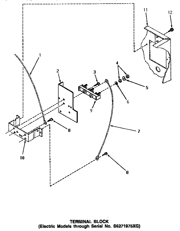 TERMINAL BLOCK (THRU SN S6271975XG) Diagram and Parts List for AE5113  Speed Queen Dryer