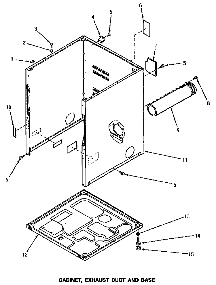 CABINET, EXHAUST DUCT & BASE Diagram and Parts List for NG6319  Speed Queen Dryer