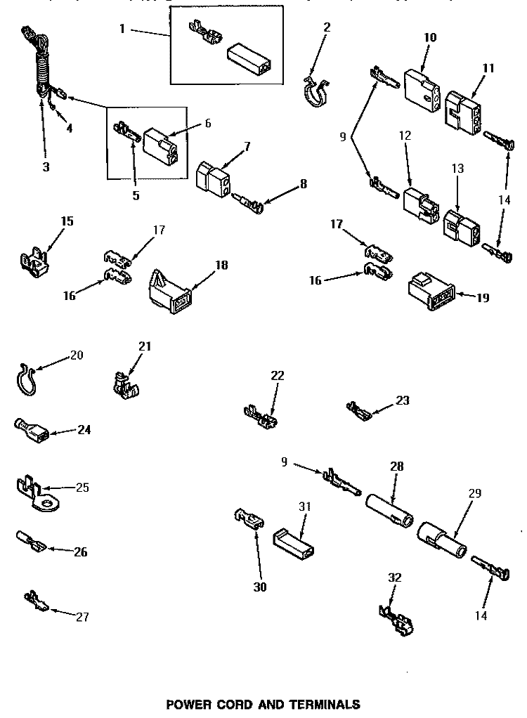 POWER CORD & TERMINALS Diagram and Parts List for NG6319  Speed Queen Dryer