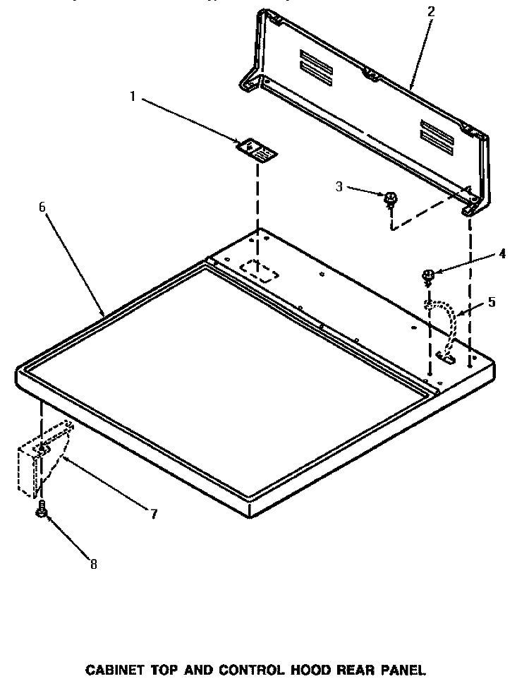CABINET TOP & CONTROL HOOD REAR PANEL Diagram and Parts List for NE6313  Speed Queen Dryer