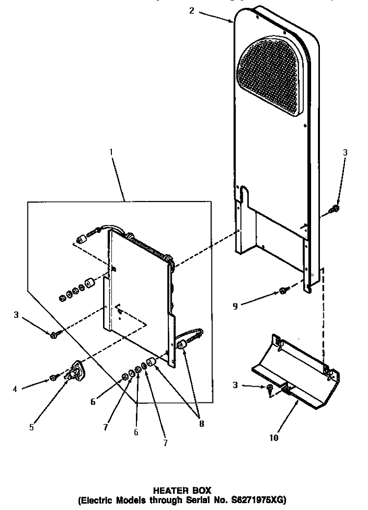 HEATER BOX (THRU SN S6271975XG) Diagram and Parts List for NE6313  Speed Queen Dryer