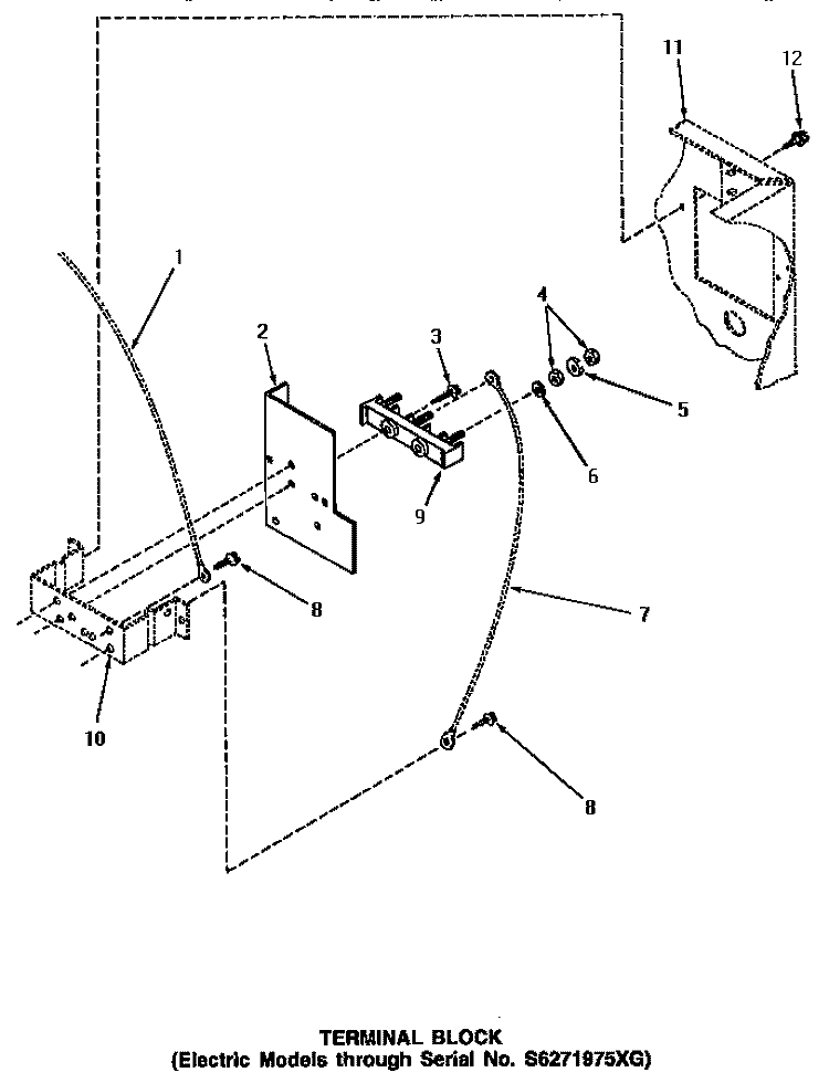 TERMINAL BLOCK (THRU SN S6271975XG) Diagram and Parts List for NE6313  Speed Queen Dryer