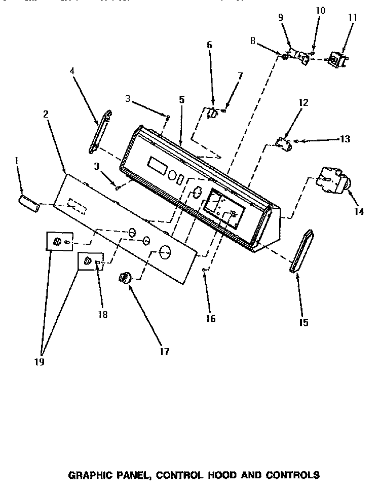 GRAPHIC PANEL, CONTROL HOOD & CONTROLS Diagram and Parts List for AG4219  Speed Queen Dryer