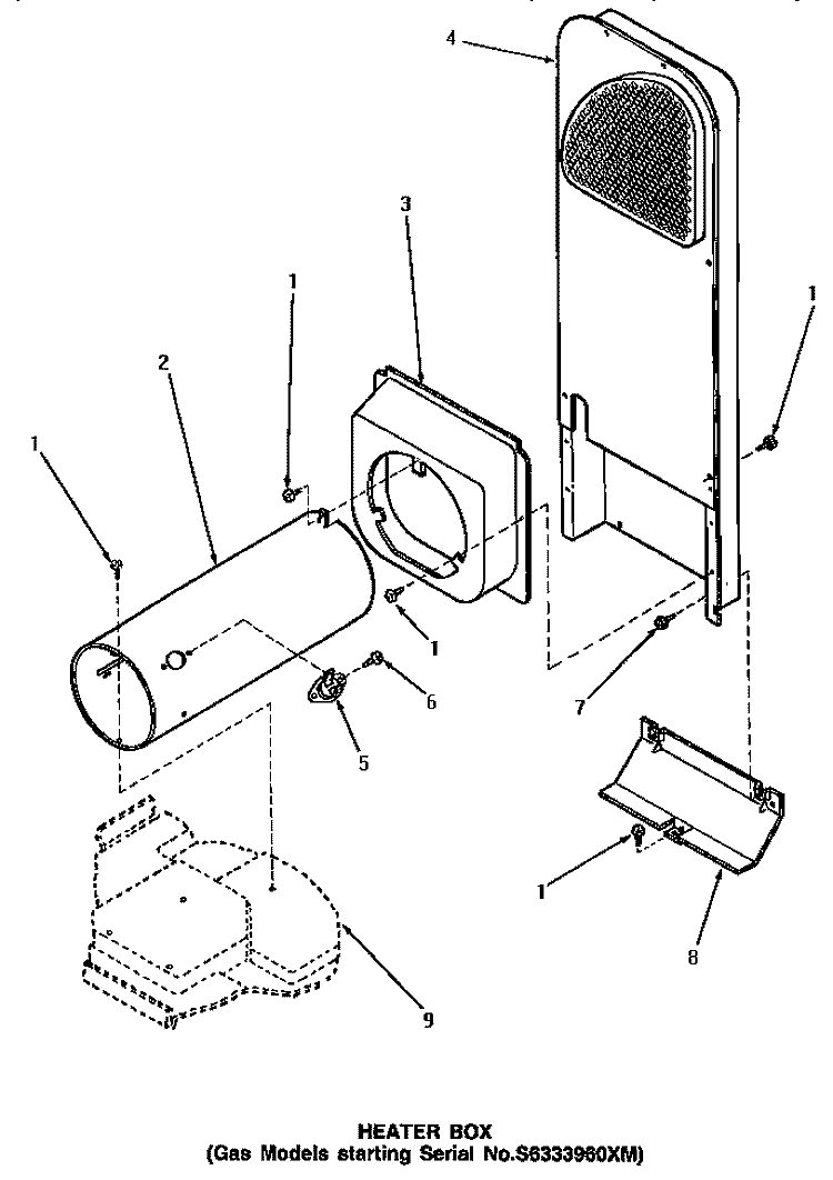 HEATER BOX (STARTING SN S6333960XM) Diagram and Parts List for AG4119  Speed Queen Dryer