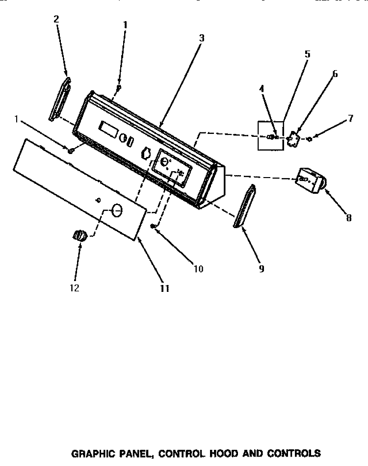 GRAPHIC PANEL, CONTROL HOOD & CONTROLS Diagram and Parts List for AE3213  Speed Queen Dryer