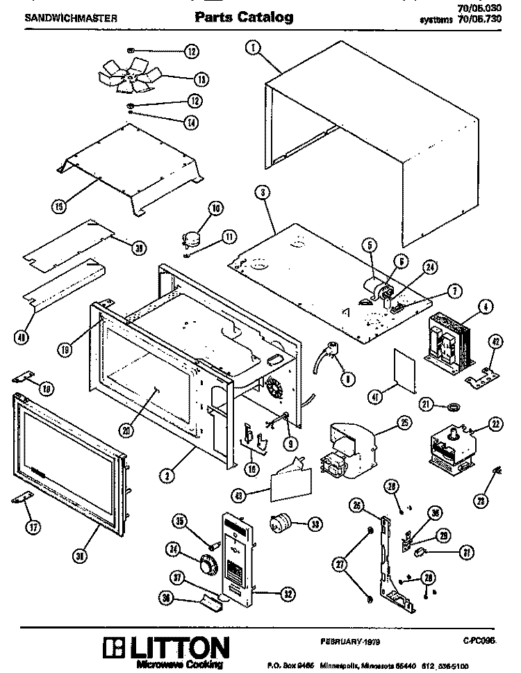Page 19 Diagram and Parts List for 70/05730  Litton Microwave
