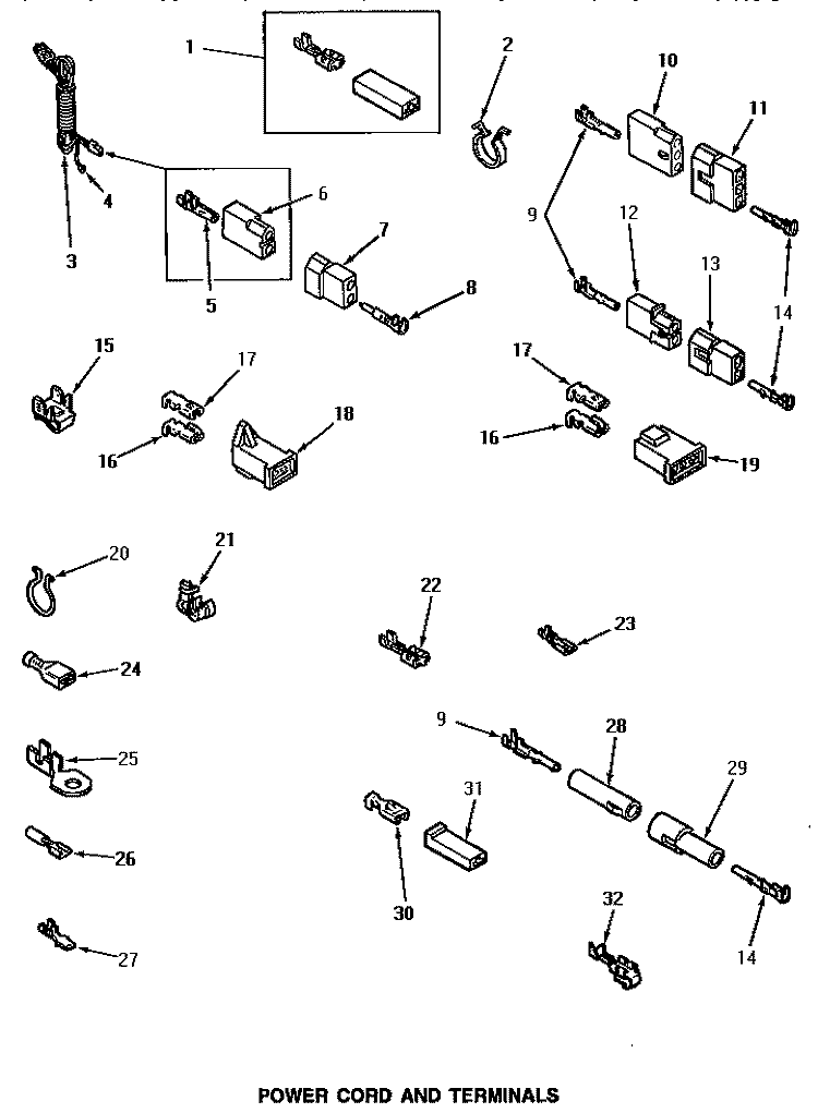 POWER CORD & TERMINALS Diagram and Parts List for NG2119  Speed Queen Dryer