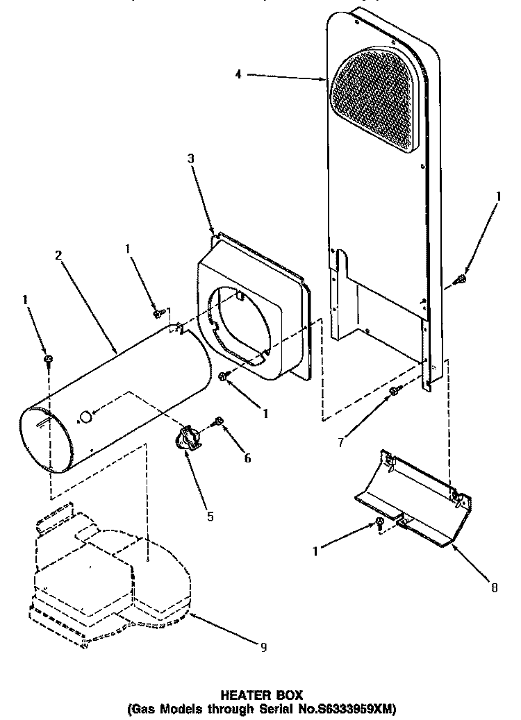 HEATER BOX Diagram and Parts List for AG7139  Speed Queen Dryer
