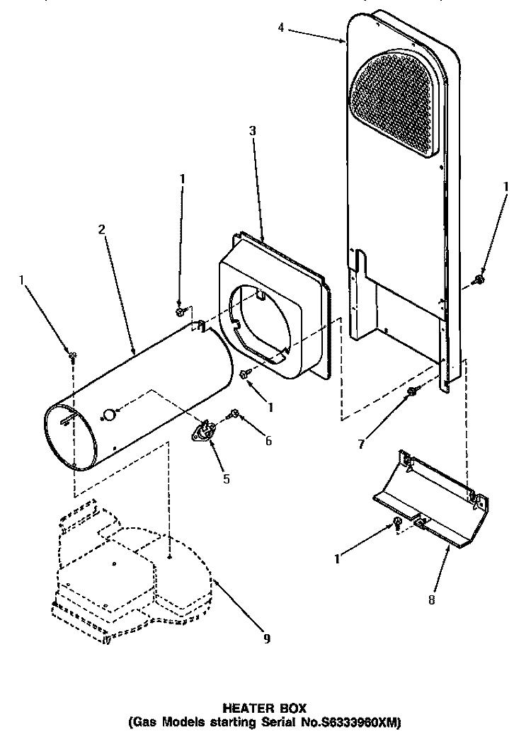 HEATER BOX Diagram and Parts List for AG7139  Speed Queen Dryer