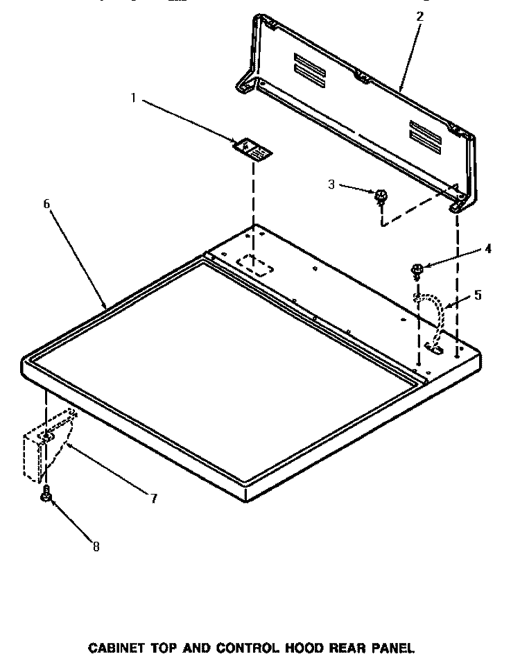 CABINET TOP & CONTROL HOOD REAR PANEL Diagram and Parts List for AE7233  Speed Queen Dryer