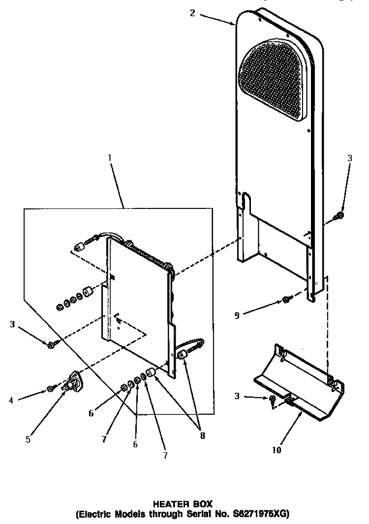 HEATER BOX Diagram and Parts List for AE7233  Speed Queen Dryer