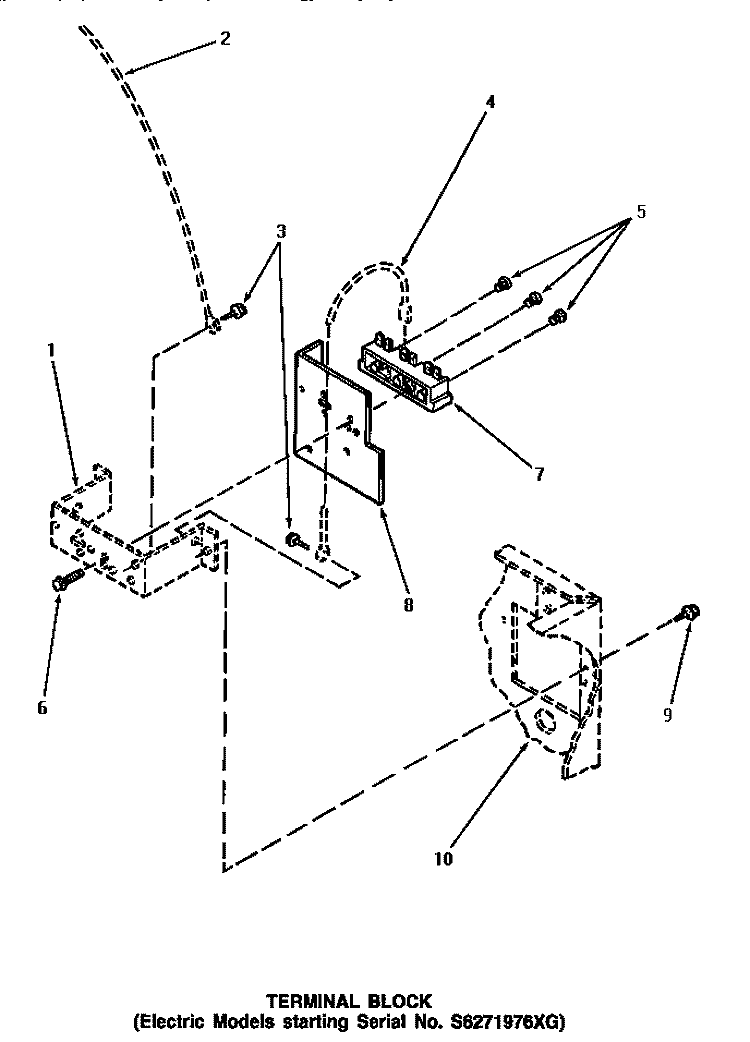 TERMINAL BLOCK (STARTIN SN S6271976XG) Diagram and Parts List for AE7233  Speed Queen Dryer