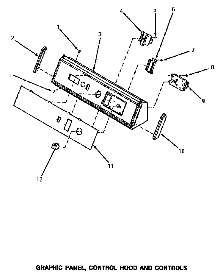 GRAPHIC PANEL, CONTROL HOOD & CONTROLS Diagram and Parts List for NE7313  Speed Queen Dryer