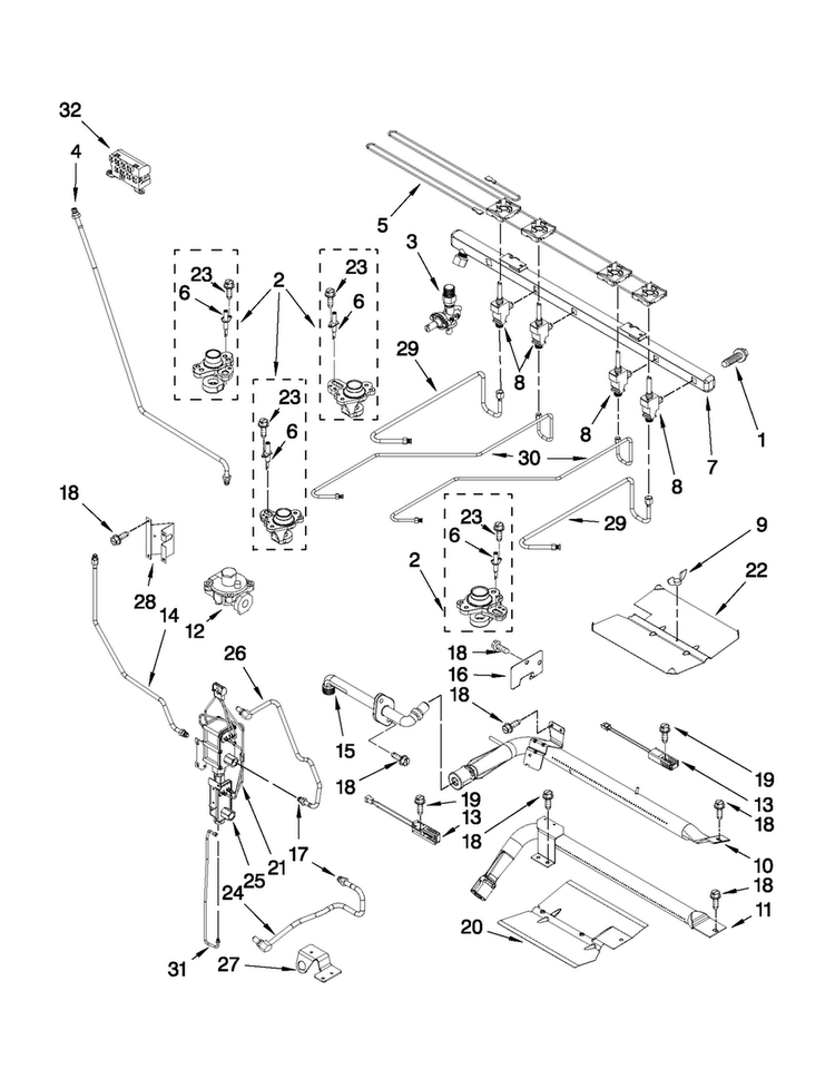 Manifold Parts Diagram and Parts List for MGR6751BDW19  Maytag Range