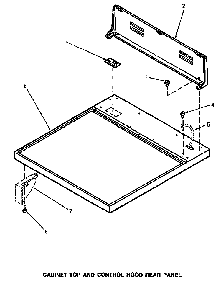 CABINET TOP & CONTROL HOOD REAR PANEL Diagram and Parts List for NE7313  Speed Queen Dryer