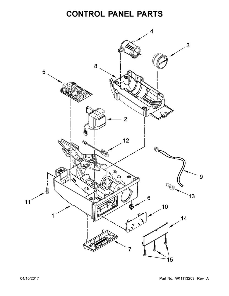 Control Panel Parts Diagram and Parts List for JIM158XYCX2  Jenn-Air Ice Maker