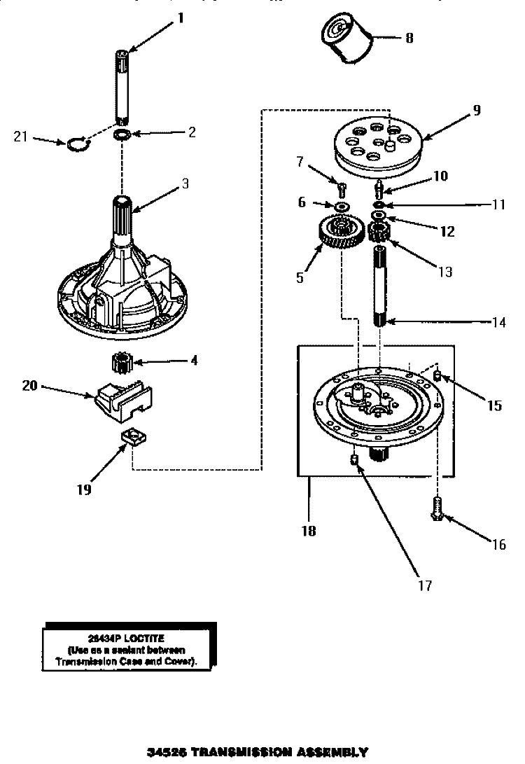 34526 TRANSMISSION ASSY Diagram and Parts List for AWM493  Amana Washer
