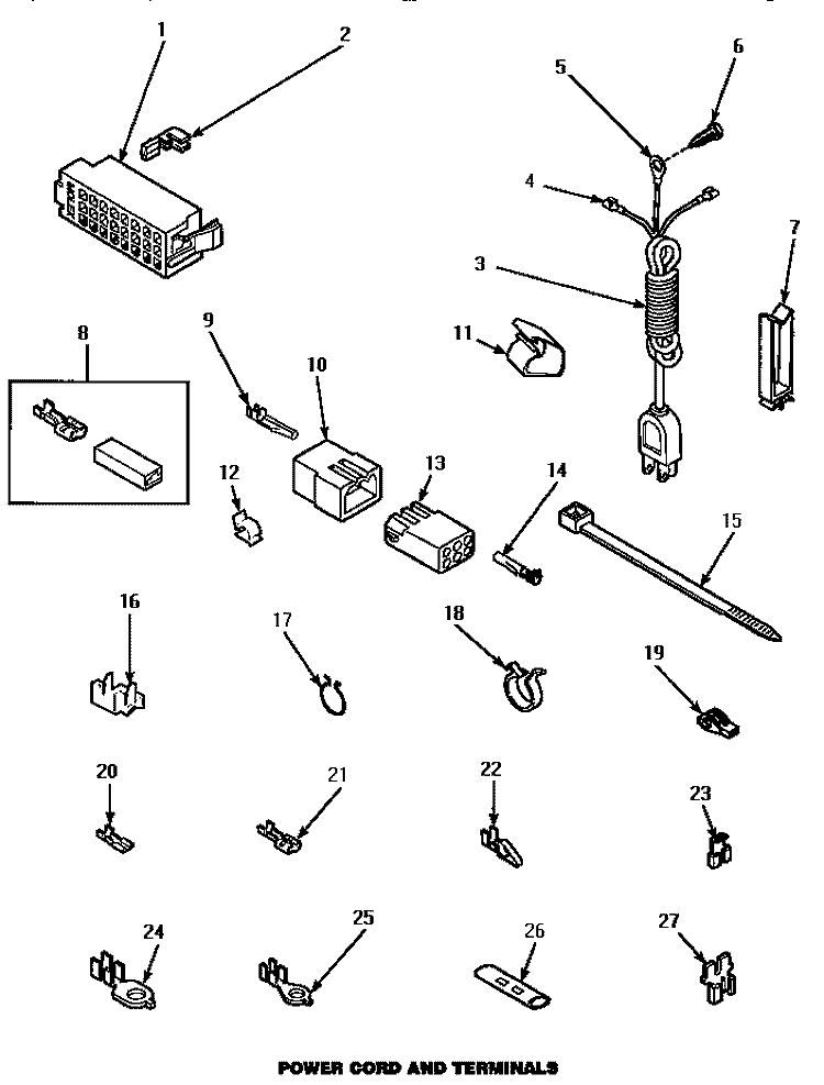 POWER CORD & TERMINALS Diagram and Parts List for AWM493  Amana Washer