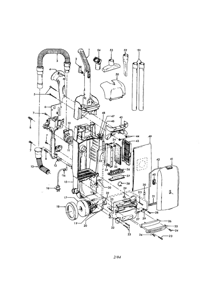 Handle/bag Housing And Cover Diagram and Parts List for U5435-940  Hoover Upright Vacuum