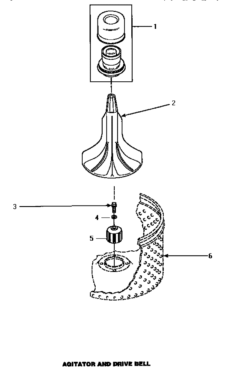 AGITATOR & DRIVE BELL Diagram and Parts List for AWM472W  Amana Washer